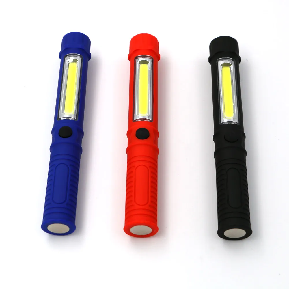 Portable COB LED 3 Color Flashlight Torch Multifunction Work light Sport Light With Magnetic Clip For