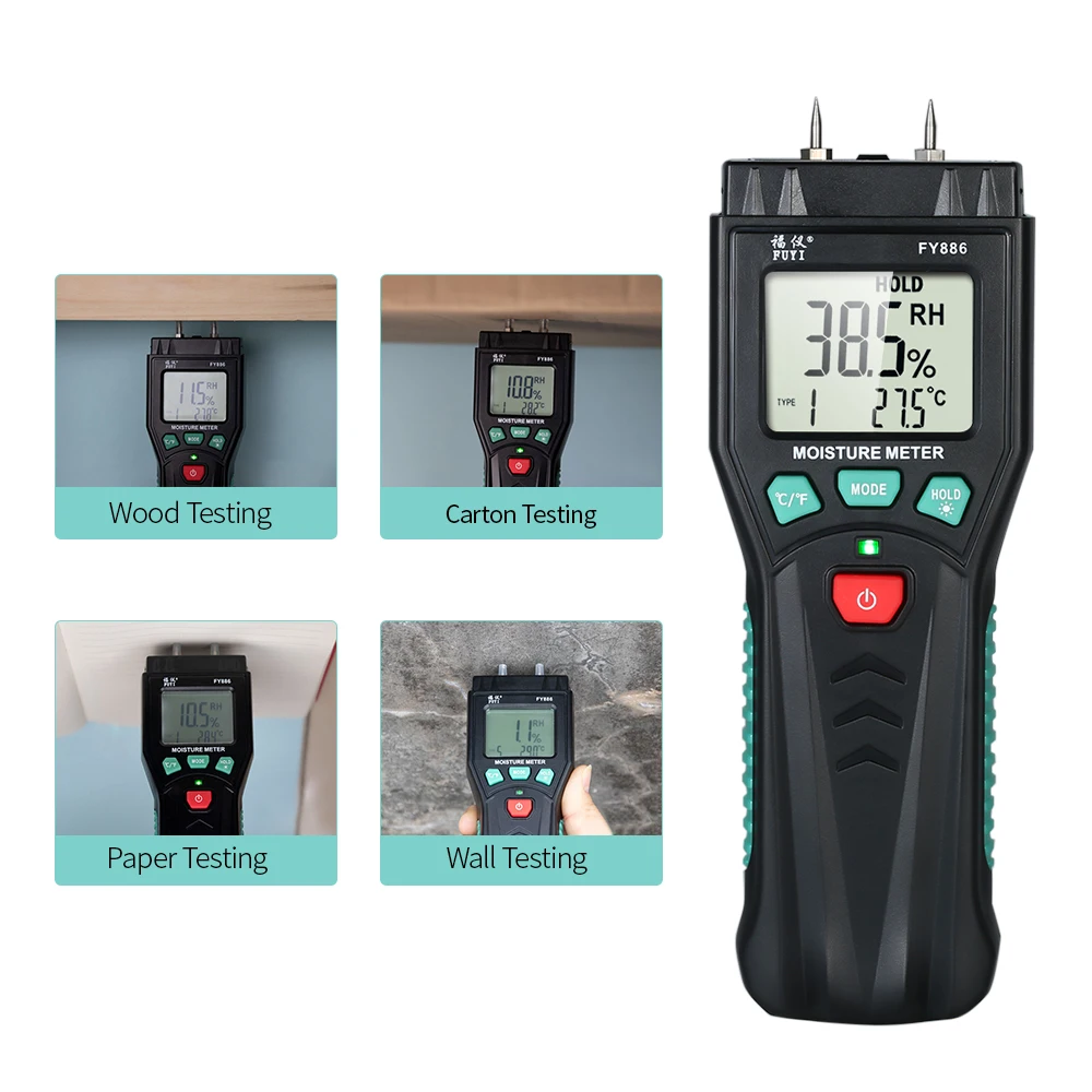 Измеритель влажности для древесины, термометр, гигрометр, измеритель влажности растений, тестер с 7 режимами подсветки, Удержание данных для цемента