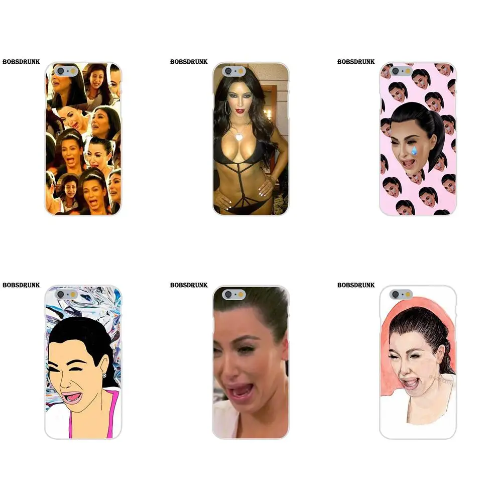 

EJGROUP For Apple iPhone 4 4S 5 5C SE 6 6S 7 8 Plus X Soft Silicone TPU Transparent Capa Case Kim Kardashian Crying