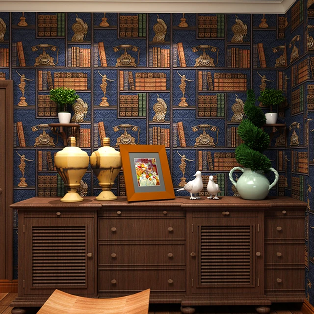 3D creativo estantería biblioteca estudio estilo chino Vintage Cafe