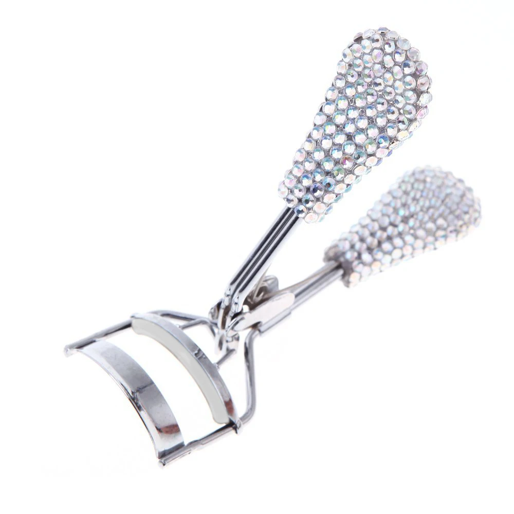 

HHFF New Rhinestone Eyelash Curler Shining Silver Handle Eye Curling Eyelash Curler Clip Beauty Tool