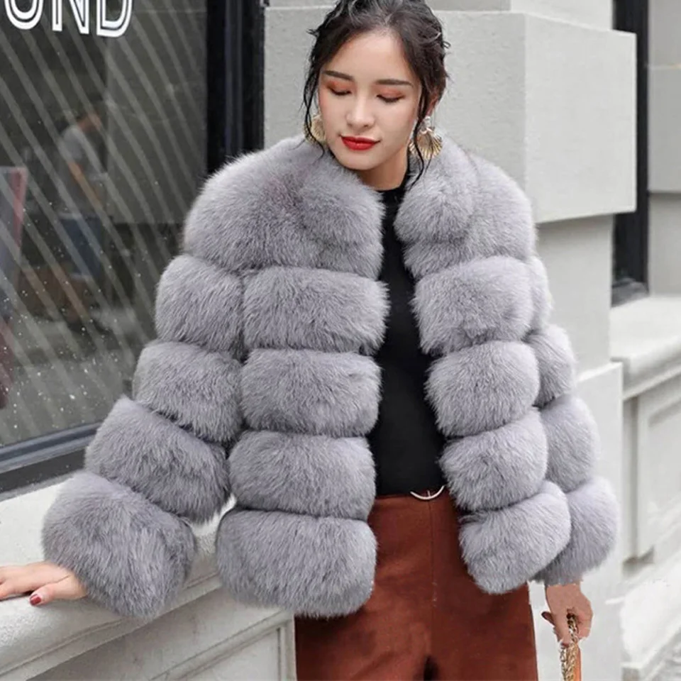 Karlofea, женская зимняя теплая верхняя одежда, пальто, шикарный искусственный Лисий мех, Толстая куртка, повседневное пальто размера плюс 4XL, модное женское меховое пальто