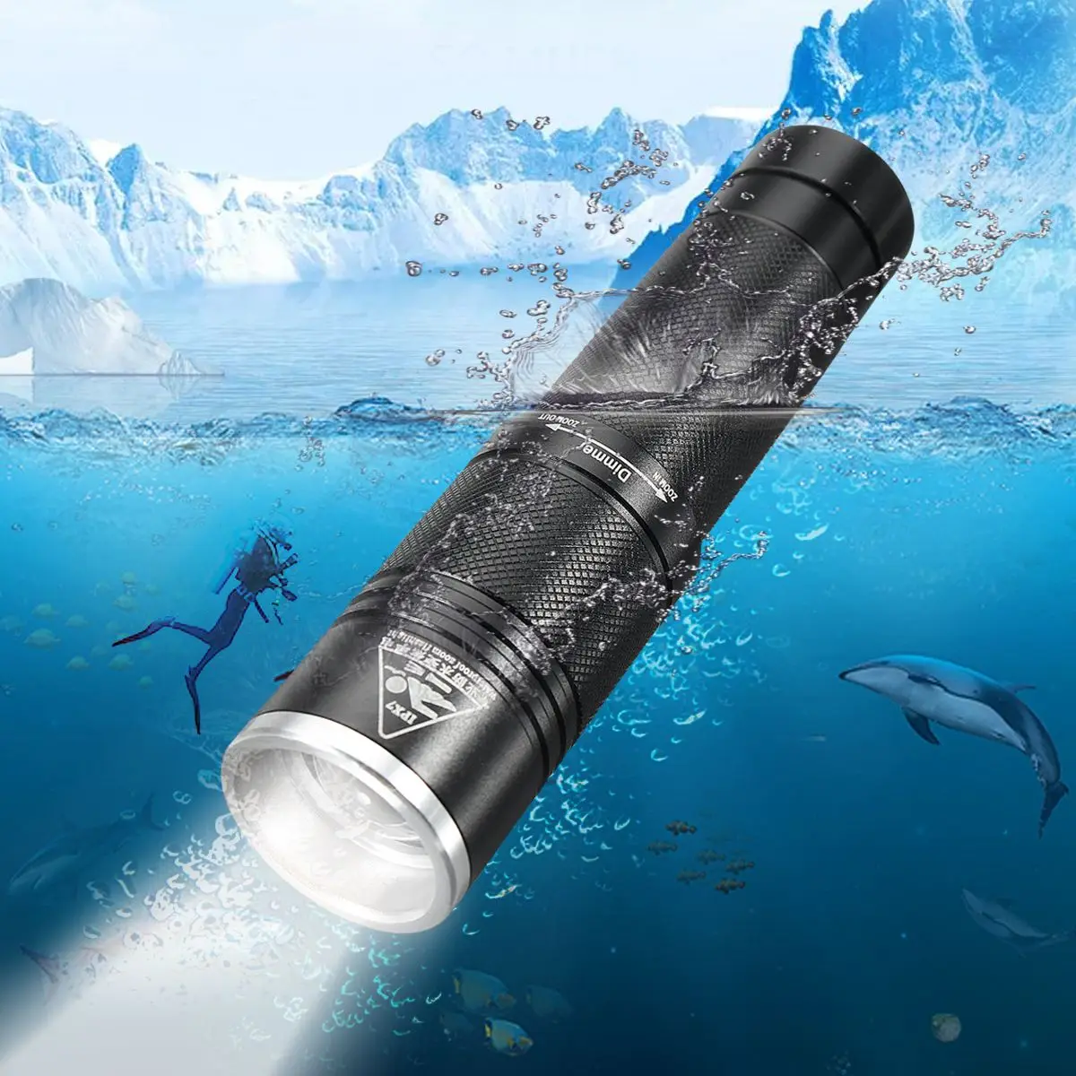 

SGODDE 3 Modes Rotated Zoomable Outdoor Cycling Fishing T6 LED Diving Flashlight Underwater Brightness Torch By 18650 Battery