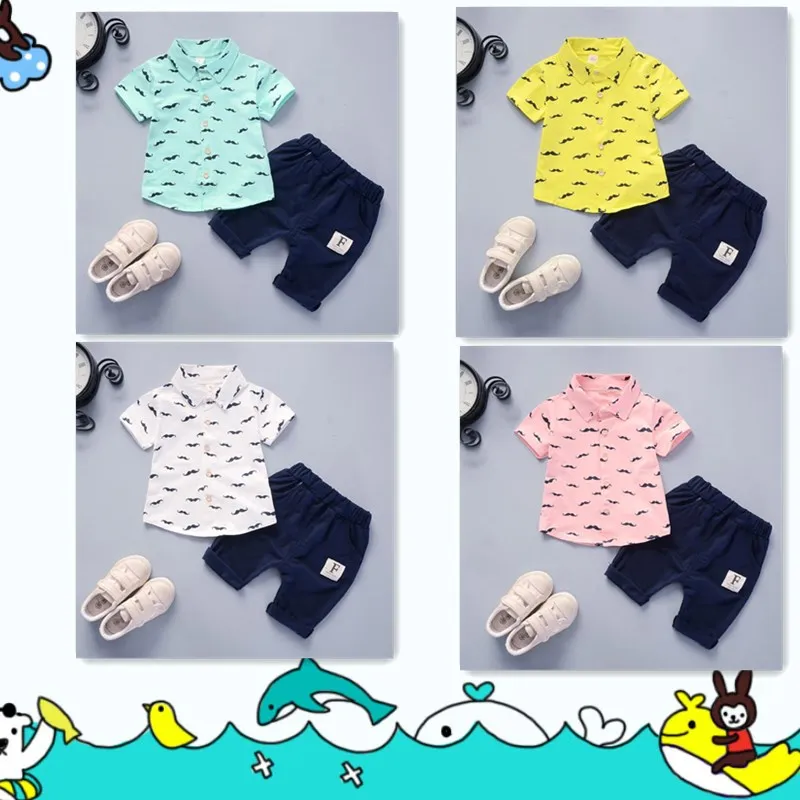 

2019 Children's summer clothes quality cotton short sleeve boys clothes baby girls clothes body suit cartoon kids clothes set
