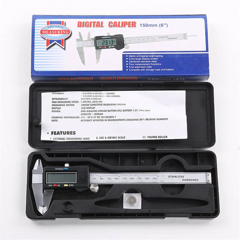 

1 PC 0-150mm 6 Inch Vernier Digital Electronic Caliper Measure Micrometer Portable Hand Tools Precise Measurement Ruler 0.01mm