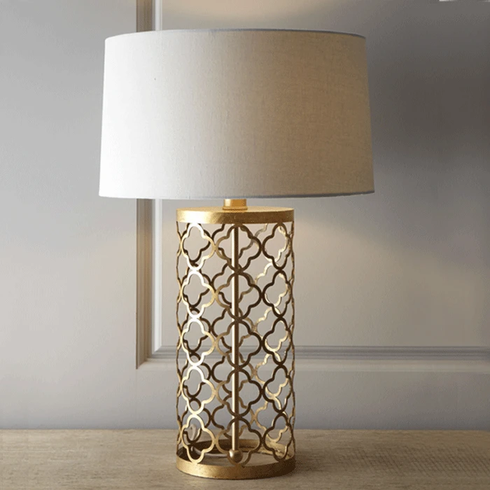 TUDA Золотая кованая полая металлическая настольная лампа, европейская ретро настольная лампа для спальни для гостиной, прикроватная лампа, домашний декор