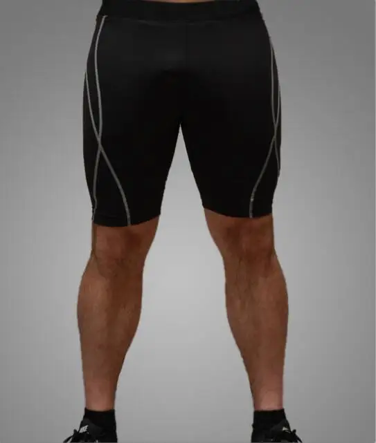 Повседневные мужские спортивные быстросохнущие шорты для отдыха, мужские шорты-бермуды, мужские эластичные хлопковые обтягивающие Компрессионные шорты - Цвет: Черный