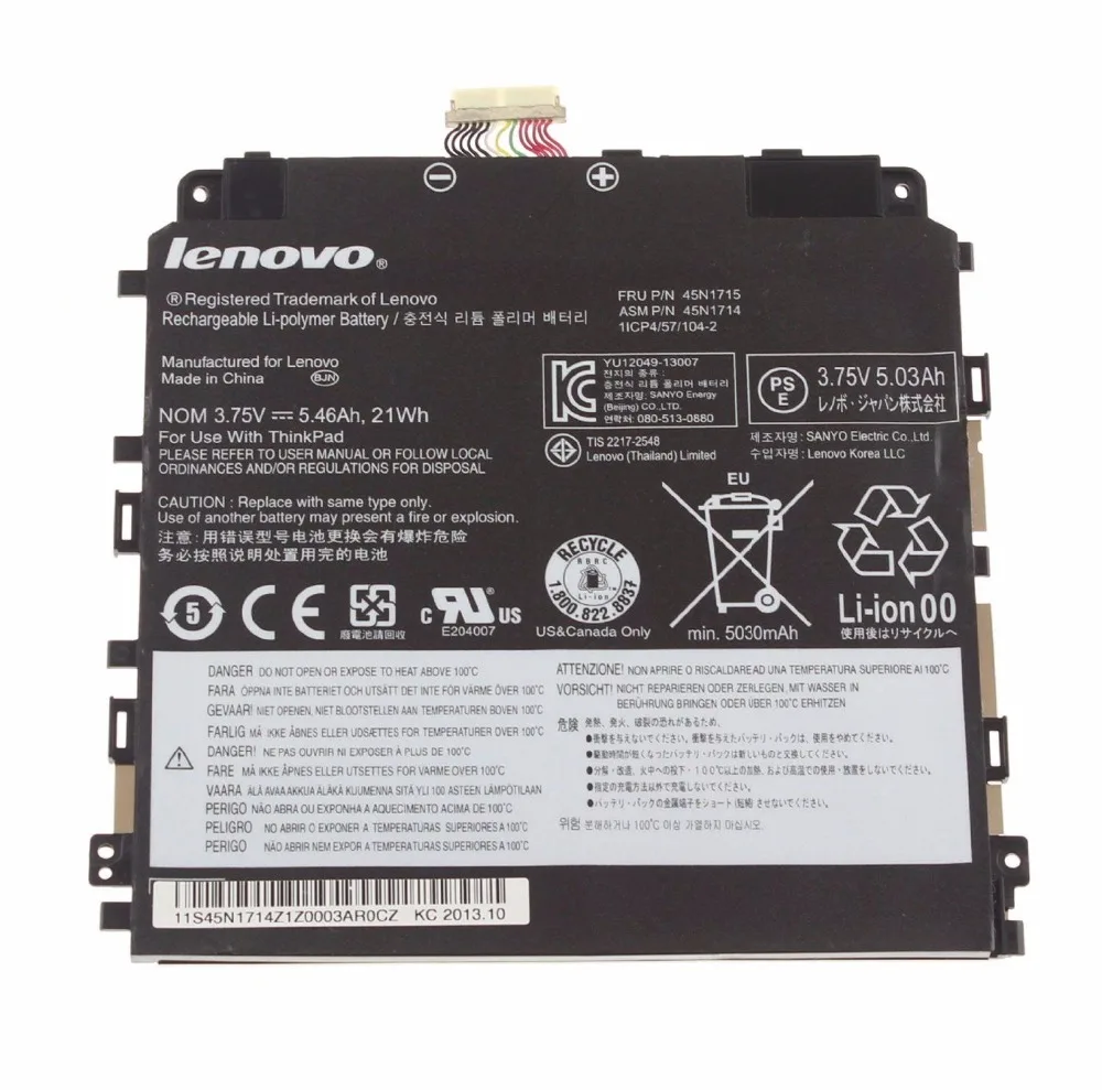 

New Genuine Battery for LENOVO ThinkPad Tablet 8 series 45N1714 45N1715 45N1716 45N1717 45N1718 45N1719 3.75V 21Wh