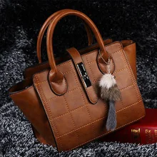 2016 Hiver Femmes Célèbre Marque Plaid Fourrure De Renard Charmes Sac En Cuir Épaule Sacs À Main Messenger Sacs Fourre-Tout bolsa feminina borse FR013