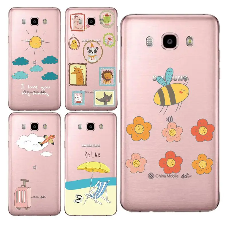 Beach Soft Clear TPU Phone Case For Samsung J3 J5 J7 S6 S7 S8 note8 A3 A5 C7 J2prime Girafee Cloud Prinetd Cover Free Shipping | Мобильные