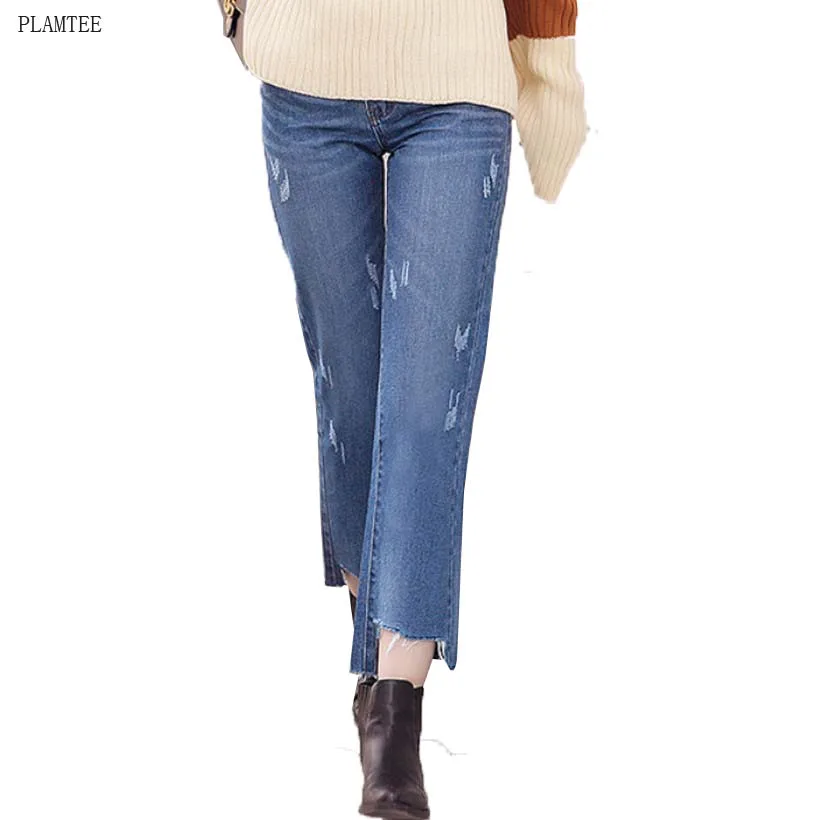 

2017 New Spring Irregular Trousers For Women Loose Straight Vaqueros Mujer Retro Pantalon Femme Fashion Mid Waist Pants