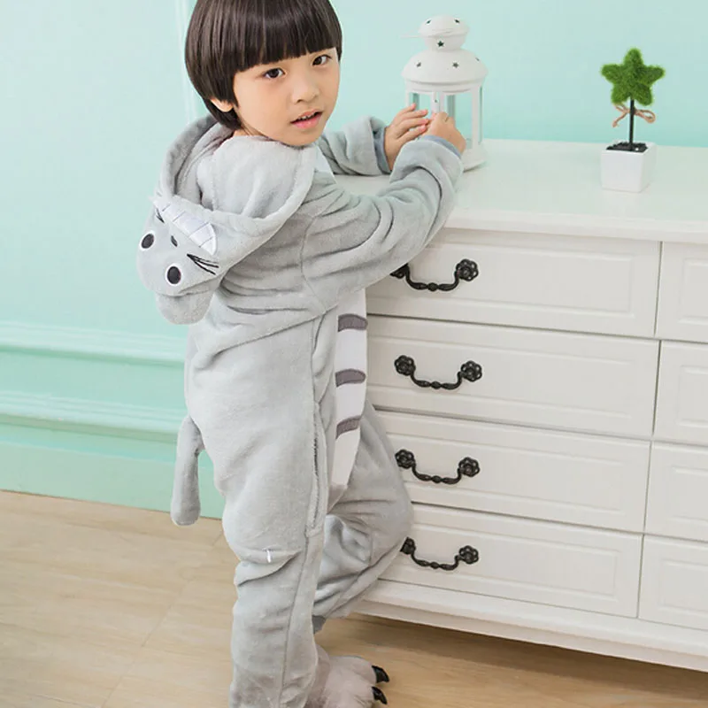 Boy Girl Anime Totoro Kigurumi Cosplay Fancy Soft Pajamas Animal Costume Overall Child Kid Baby Funny Carnival Jumpsuit Onesie