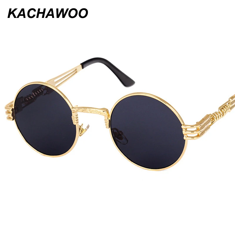 

Kachawoo wholesale 6pcs vintage steampunk sunglasses round designer steam punk sun glasses for women summer 2018 men gift UV400