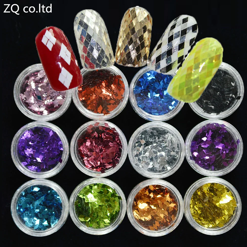 

12Pcs/Box Holographic Glitter Diamond Shape Rhombus Paillette Nail Art Tools Decoration Sequins