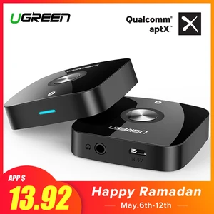 Ugreen 4.1 Беспроводной приемник Bluetooth 3.5 мм Aux приемник аудио стерео музыкальный приемник Bluetooth адаптер аудио автомобиля Aux приемника - изображение