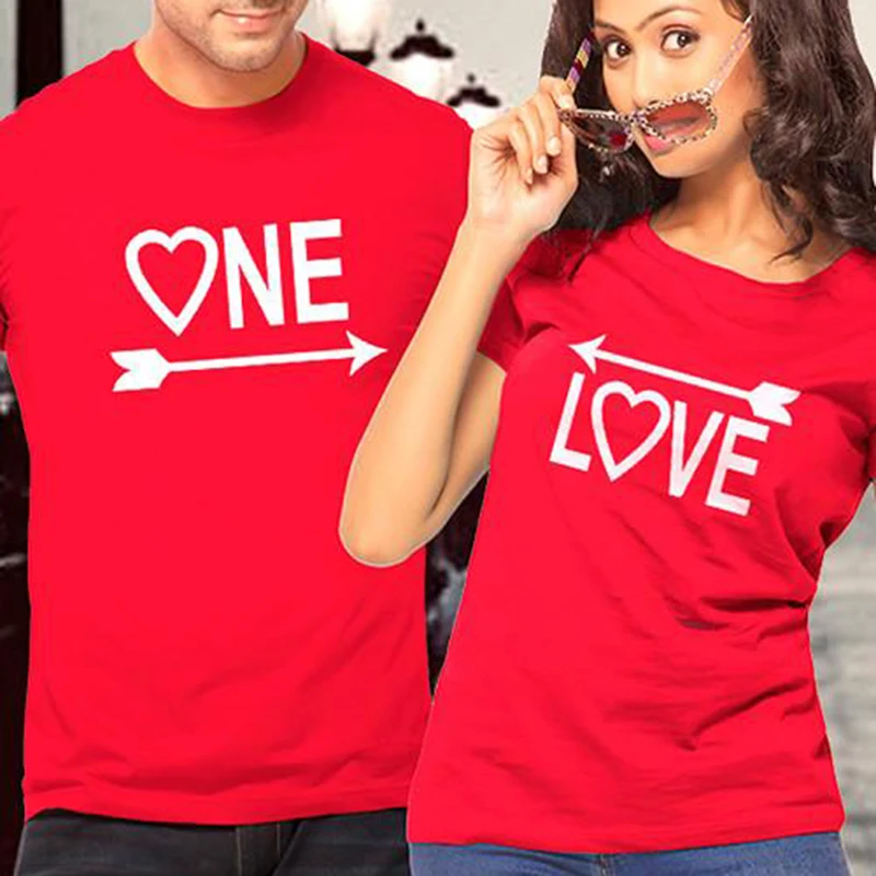 

Couple T Shirt for Lovers One Love Arrows To Each Other Graphic Tees Couple Clothes Short Sleeve Unisex Women Men female T-shirt
