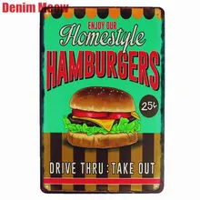 Гамбургер домашний стиль ретро-плакат металлические тарелки Бар паба для кафе для дома декор художественные наклейки декоративная картина на стену знаки Подарок N162