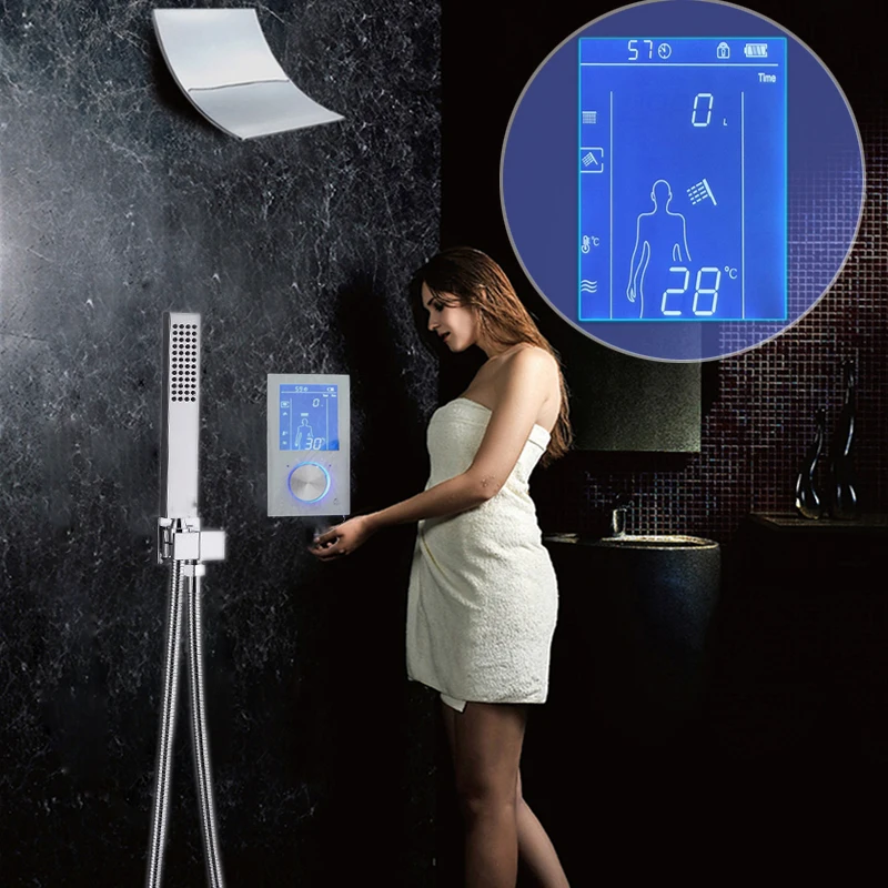 JMKWS Digital Display Shower Sets 2 Jets Thermostatic Shower Head For Bathroom Faucet Temperature Control Accessories Waterfalls 1