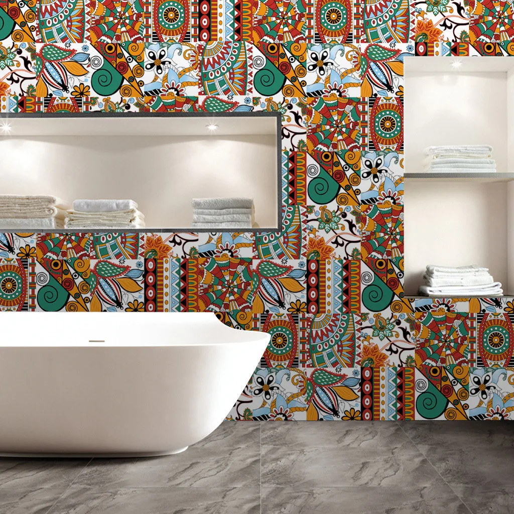 Self Retro Adhesive Tile Art Floor Wall Decal Sticker DIY Kitchen Bathroom Decor