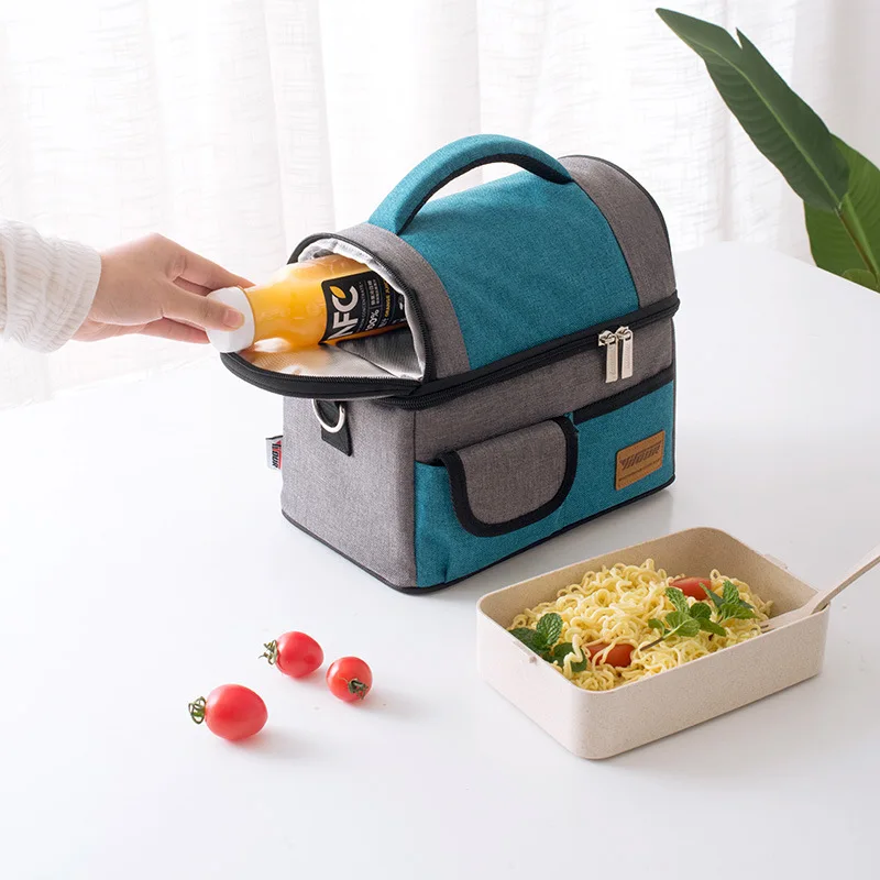 Утолщенная двухслойная изолированная сумка-холодильник, женская сумка на плечо, Термосумка для обеда, сумка для путешествий, пикника, Bento Box, сумка для хранения продуктов