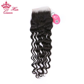 

Queen Hair Products Natural Wave Closure 4x4 Swiss Lace Free Part Closure Peruvian Remy Human Hair Natural Color Fast Shipping