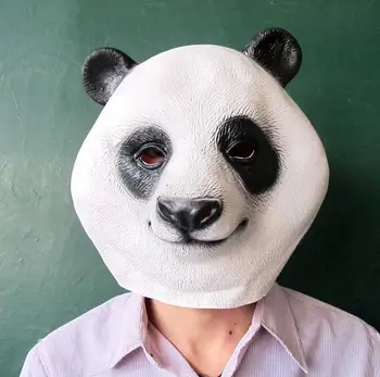 

Hot New Animal Head Mask Panda Prop Costume For Halloween Latex Adult Fashion