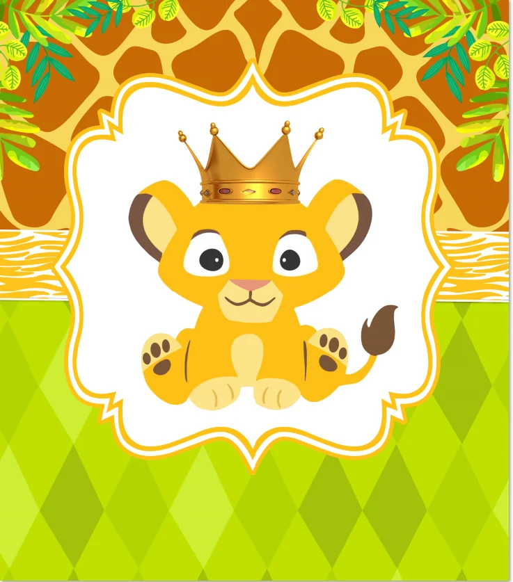 Download 8x8FT Jungles Green Pattern Baby Lion King Pattern Gold ...