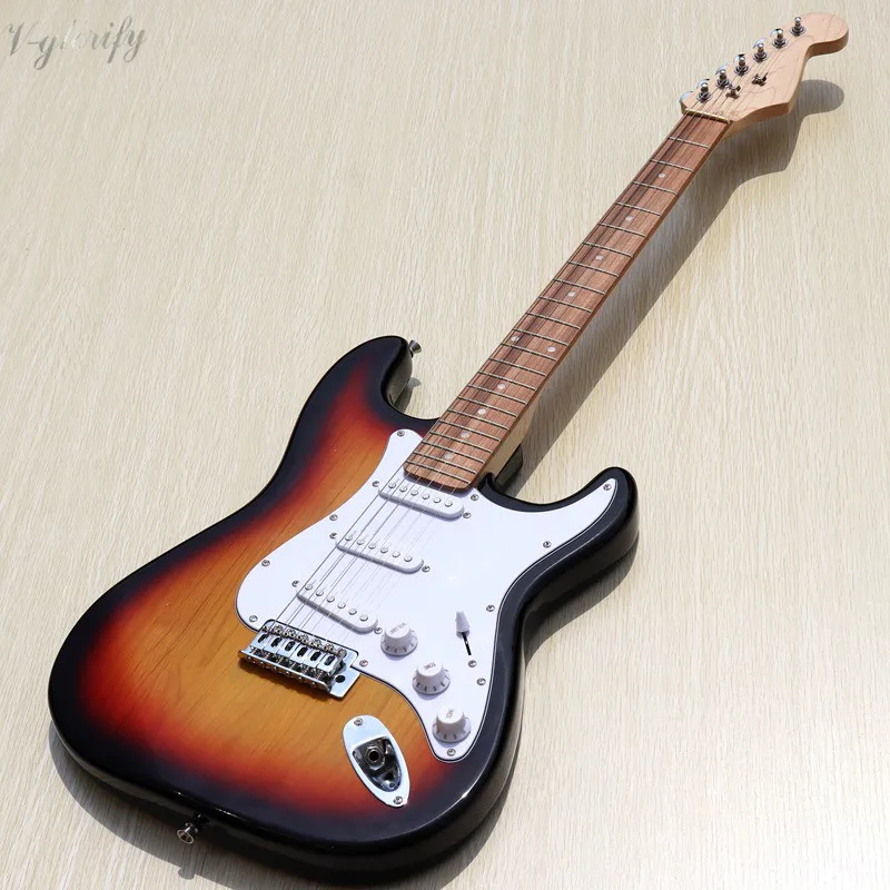 

burst crack purple-red color 6 string electric guitar with black pickups - factory special offer