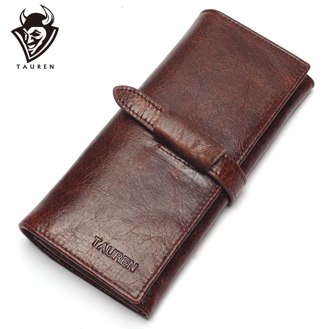 Brand Designer Cowhide Leather Men's Long Wallet