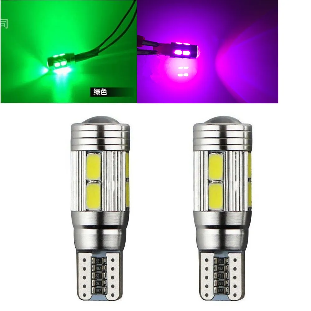 

CYAN SOIL BAY 2pcs CANBUS 10 SMD T10 194 W5W 5630 Car Wedge Bulb Side Eyelid Dome Blue LED Light Lamp Pink Purple Green