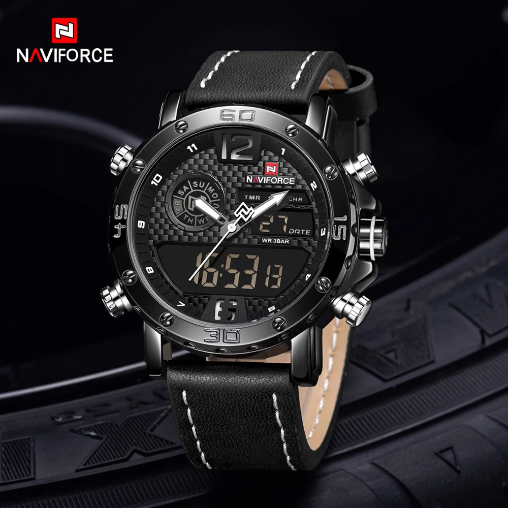 

NAVIFORCE Mens Watches Sport Waterproof Automatic Date Dual Display Watch Men Business Top Luxury Brand Clock Relogio Masculino