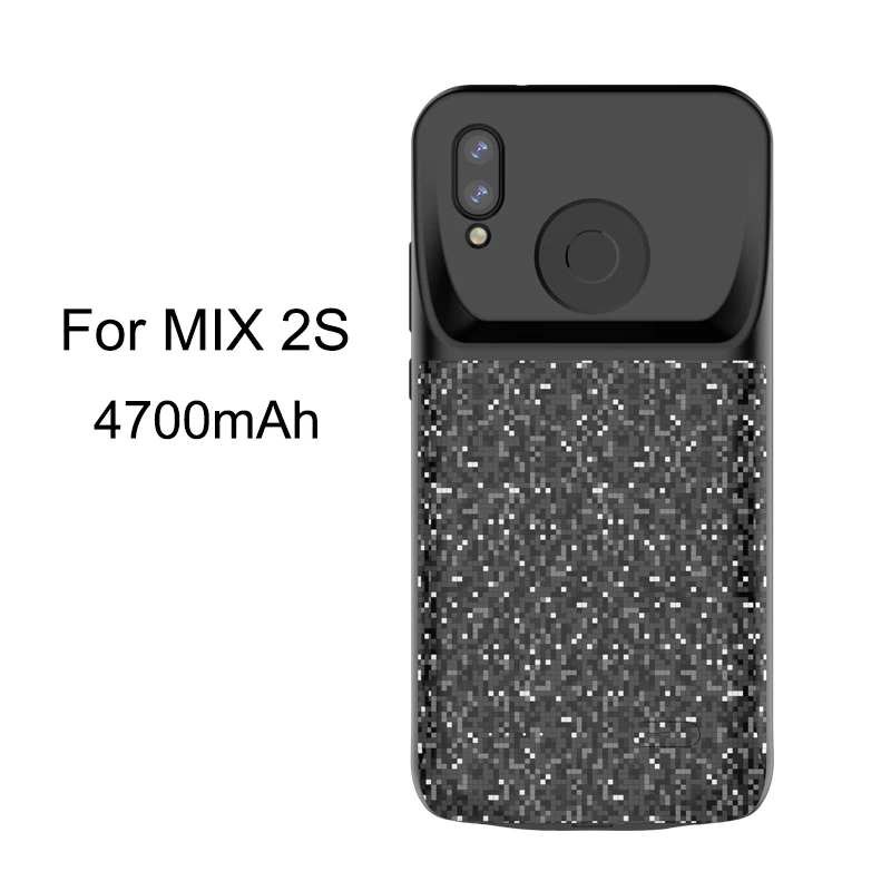

2018New Cool lattice Lines Battery Case For XIAOMI MIX 2S External Power bank Charger TPU Frame Phone cover Case