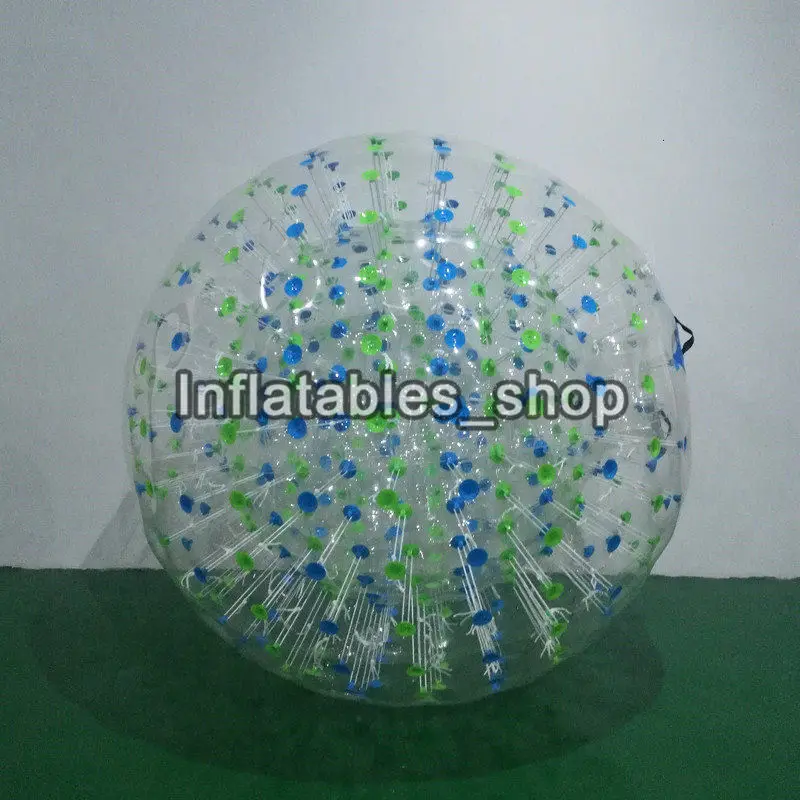 Гигантский прозрачный надувной Зорб мяч для взрослых/тело Зорб мяч для наружной игры в траву Диаметр 2,5 м - Цвет: green blue dot