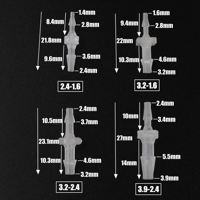 10 шт./лот 1,6-6,4 мм пластиковые прямые водопроводные трубы соединитель для шланга редукционные соединения аквариума воздушный насос капельного орошения фитинги