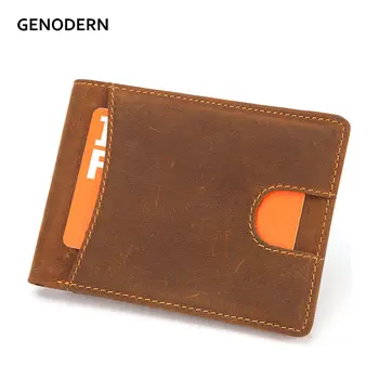 

GENODERN Crazy Horse Leather Mini Wallet for Men Genuine Leather Slim Wallets Card Holder Male Purses Men Wallets