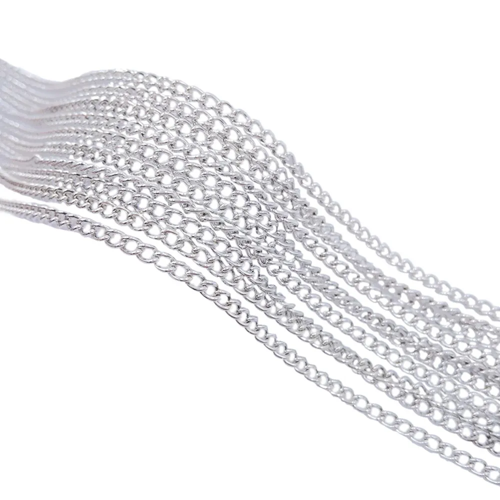 

Silver Plated 100m 2x3mm 3x4mm Encryption Curb Chains Metal Link Chain Findings for Jewelry Making ECC-02