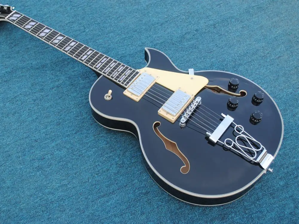 

Black color Hollow Body Archtop L5 Electric Jazz Guitar,Top quality Double F hole thick body Jazz Guitarra,Free shipping