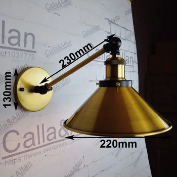

LOFT Retro Wall Lamp Iron E27 Vintage Wall Light Bronze Lampshade single Adjustable Arm Sconce brass Bedroom Lighting