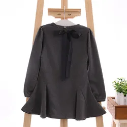 

2015 Princess Baby Kids Girls Solid Cotton Long Sleeve Ruffled Mini Winter Dress