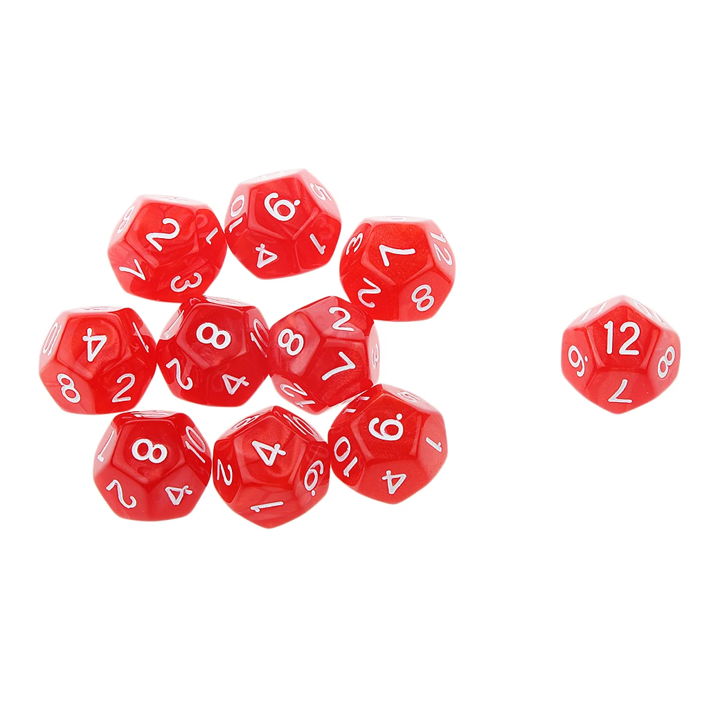 

10pcs Twelve Sided Dice D12 Playing D&D RPG Party Games Dices Red Math Toy