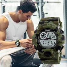 S SHOCK, relojes deportivos para hombre, SKMEI, marca de lujo, relojes militares de camuflaje, relojes de pulsera digitales LED impermeables, reloj Masculino