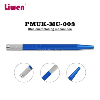 

Cheapest 10pcs blue microblading pens with 10pc embroidery blades needles for permanent makeup eyebrow manual machine