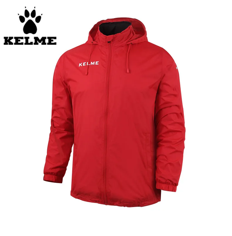 Kelme Men's Stand Collar Waterproof Raincoats Hooded Jacket K15S604 Red