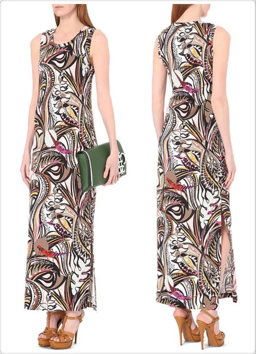 

The new dress and long wave Bohemia printed sleeveless vest elastic knitted SILK jersey free shipping the dress