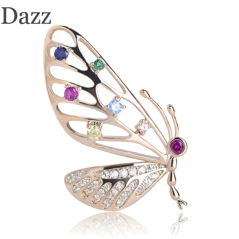 

Dazz New Arrived Colorful Zircon Butterfly Shape Copper Brooches Jewelry For Women Girls Scarf Pins Suit Collar Clip Accessories