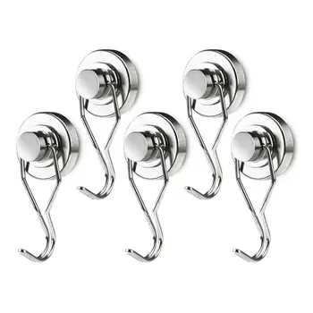 

Magnetic Hooks,66Lb Rotatable Swing Swivel Heavy Duty Neodymium Rare Earth Magnet Hook perfect For Indoor/Outdoor Hanging(Silv