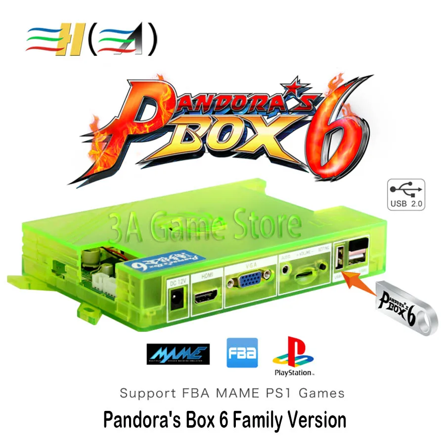 Original Pandora Box 6 1300 in 1 Family arcade game console motherboard support fba mame ps1 games 3d game tekken mortal kombat