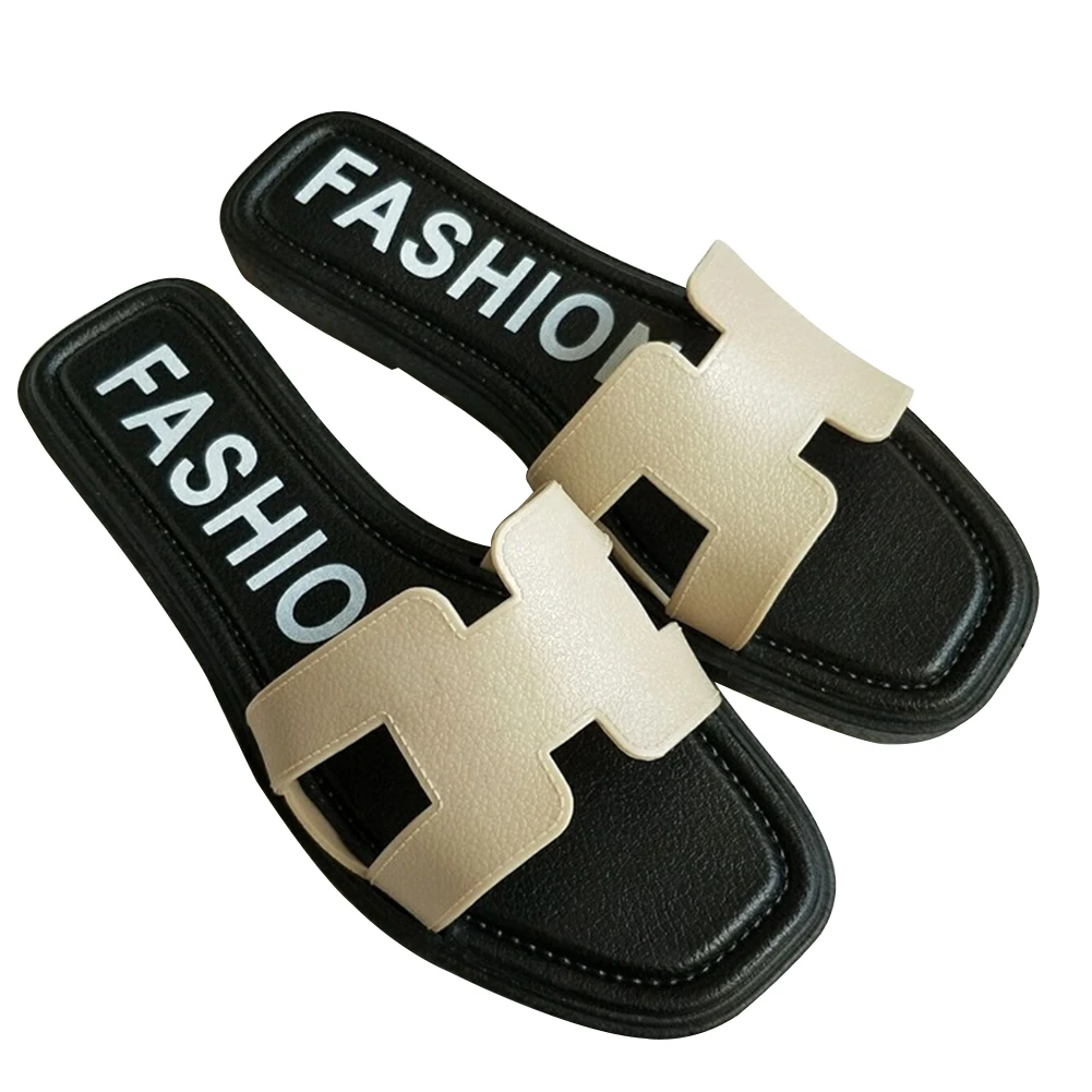 

Women Flat Open Toe Sandals Fabala H Word Casual Slippers Non-Slip Outdoor Summer