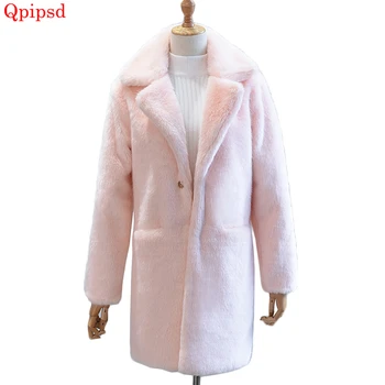 

Korean mink fur plush fur coat female 2018 winter thick long faux fur coat womens solid Imitation mink fur jacket lady overcoat
