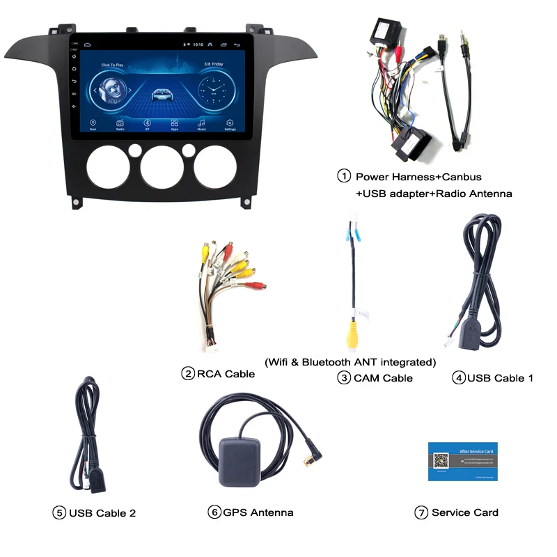 Для Ford S-Max 2007 2008 Горячая 9 дюймов Android 8,1 автомобильный Dvd Gps плеер встроенный радио Видео Навигация Bt Wifi